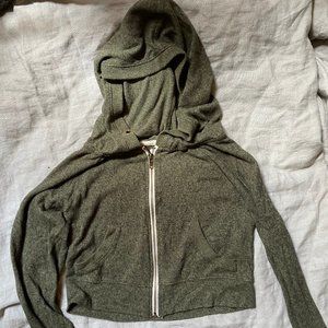 Urban Outfitters cropped zip up hoodie- amy green
